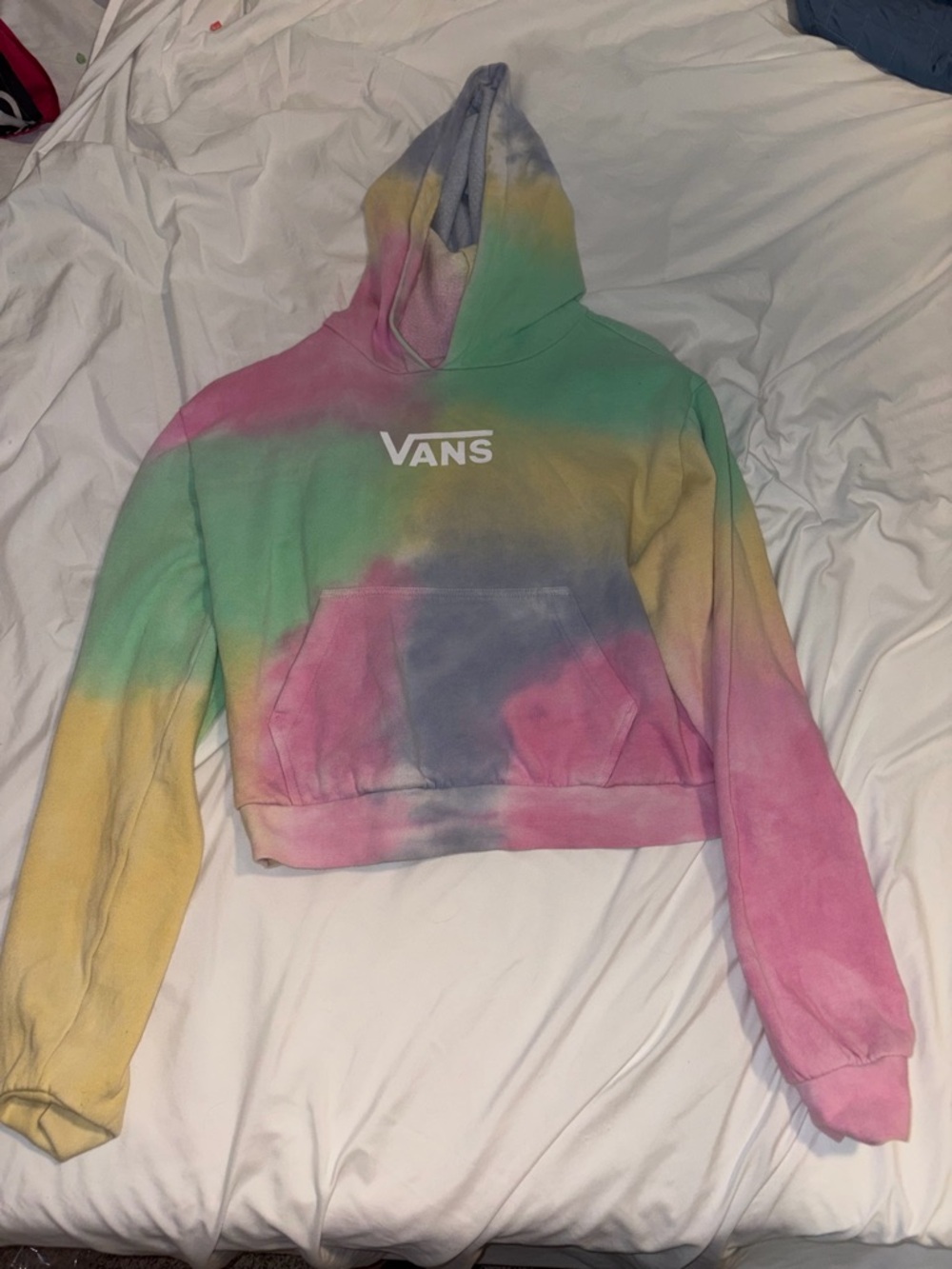 Vans Pastel Tie-Dye Cropped Hoodie - Pink, Green, Yellow, Purple